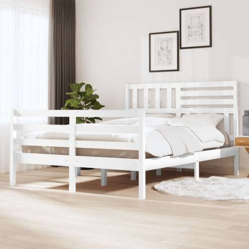 Okvir za krevet od masivnog drva bijeli 140 x 190 cm