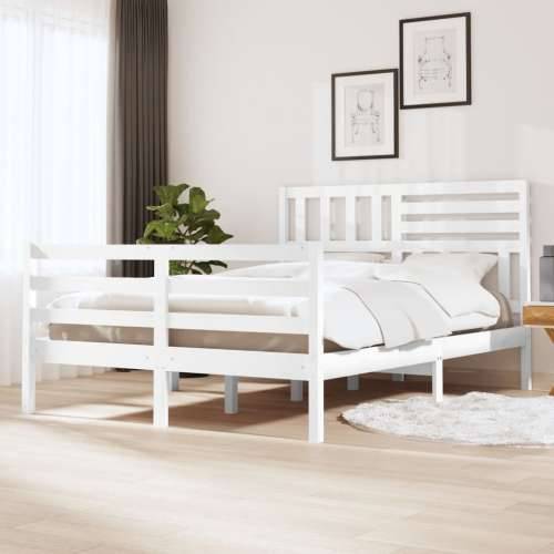 Okvir za krevet od masivnog drva bijeli 140 x 190 cm Bijela 140 x 190 cm Cijena