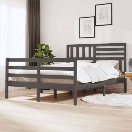 Okvir za krevet od masivnog drva sivi 140 x 190 cm