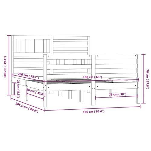 Okvir za krevet od masivnog drva bijeli 160 x 200 cm Bijela 160 x 200 cm Cijena
