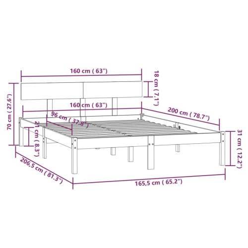 Okvir za krevet od masivne borovine bijeli 160 x 200 cm - Bijela 160 x 200 cm Cijena