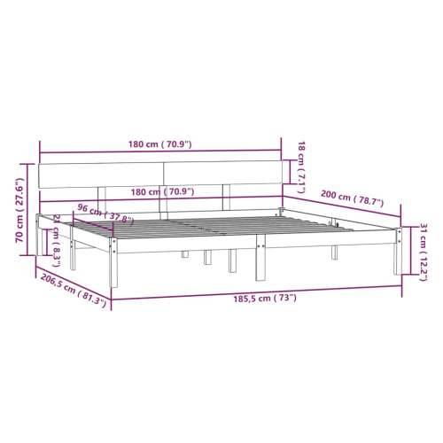 Okvir za krevet od borovine bijeli 180 x 200 cm Super King - Bijela 180 x 200 cm Cijena