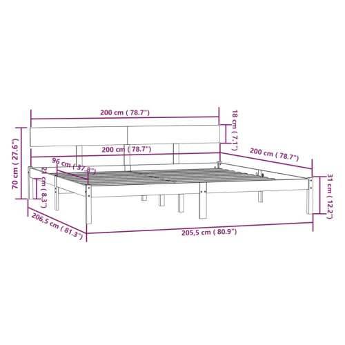 Okvir kreveta bez madraca 200 x 200 cm od masivnog drva - Prirodna 200 x 200 cm Cijena