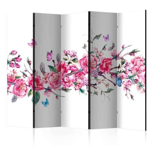 Paravan u 5 dijelova - Flowers and Butterflies II [Room Dividers] 225x172 Cijena