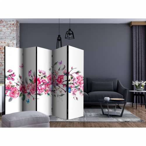 Paravan u 5 dijelova - Flowers and Butterflies II [Room Dividers] 225x172 Cijena
