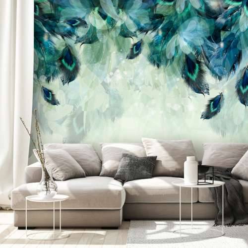 Samoljepljiva foto tapeta - Emerald Feathers 98x70 Cijena