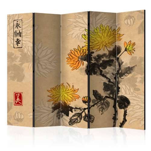 Paravan u 5 dijelova - Chrysanthemums II [Room Dividers] 225x172 Cijena