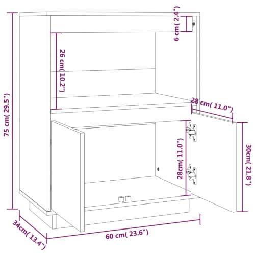 Komoda 60 x 34 x 75 cm od masivne borovine - Prirodna 1 Cijena