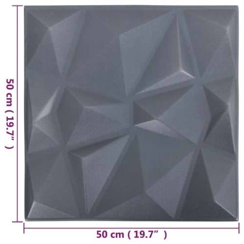 3D zidni paneli 12 kom 50 x 50 cm dijamantno sivi 3 m² - Dijamantno sivi 12 Cijena