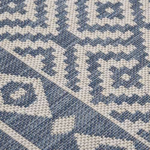 Vanjski tepih ravnog tkanja 200 x 280 cm plave pruge - Plave pruge 200 x 280 cm Cijena
