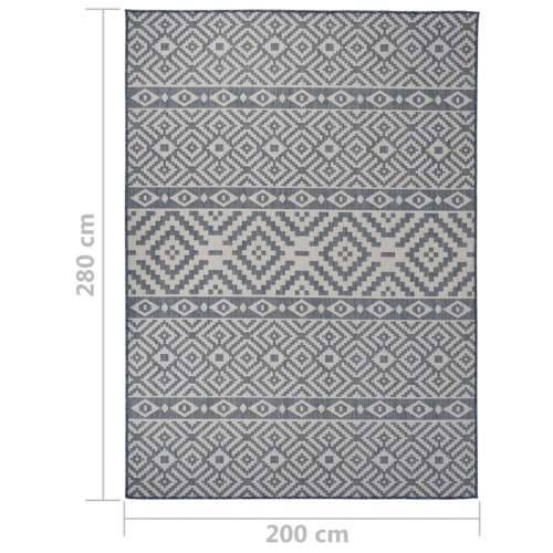 Vanjski tepih ravnog tkanja 200 x 280 cm plave pruge - Plave pruge 200 x 280 cm Cijena