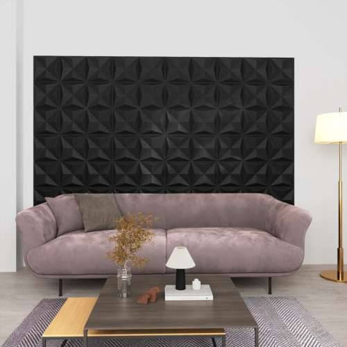 3D zidni paneli 24 kom 50 x 50 cm origami crni 6 m² - Origami crni 24 Cijena