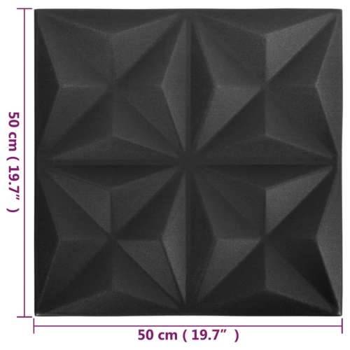 3D zidni paneli 24 kom 50 x 50 cm origami crni 6 m² - Origami crni 24 Cijena
