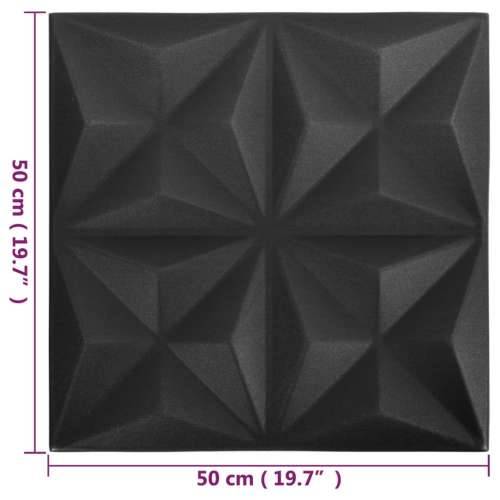 3D zidni paneli 48 kom 50 x 50 cm origami crni 12 m² Cijena