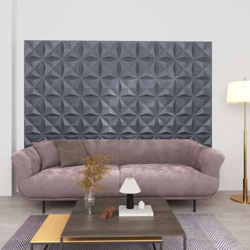 3D zidni paneli 24 kom 50 x 50 cm origami sivi 6 m² Cijena