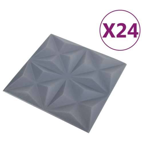 3D zidni paneli 24 kom 50 x 50 cm origami sivi 6 m² Cijena