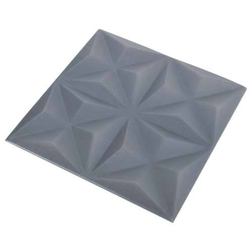 3D zidni paneli 24 kom 50 x 50 cm origami sivi 6 m² - Origami siva 24 Cijena