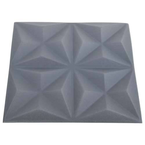 3D zidni paneli 24 kom 50 x 50 cm origami sivi 6 m² - Origami siva 24 Cijena