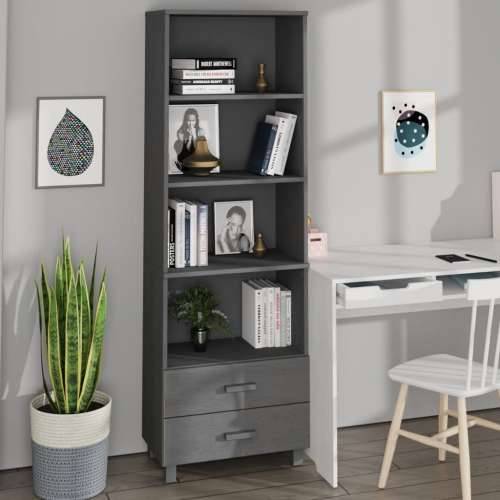 Visoka komoda HAMAR tamnosiva 60 x 35 x 180 cm masivna borovina Tamno siva 1 Cijena