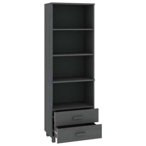 Visoka komoda HAMAR tamnosiva 60 x 35 x 180 cm masivna borovina - Tamno siva 1 Cijena