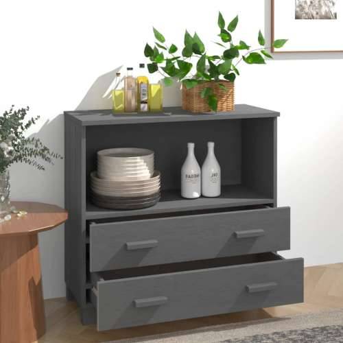 Komoda HAMAR tamnosiva 85 x 35 x 80 cm od masivne borovine - Tamno siva 1 Cijena