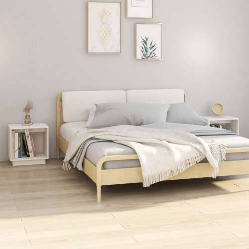Noćni ormarići 2 kom bijeli 40 x 30 x 40 cm od masivne borovine - Bijela 2 Cijena