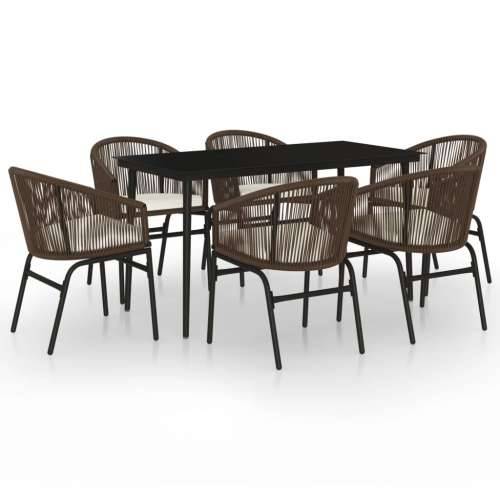 Vrtna garnitura - 7-dijelni vrtni blagovaonski set smeđi - Smeđa Dužina stola 140 cm 6 Cijena