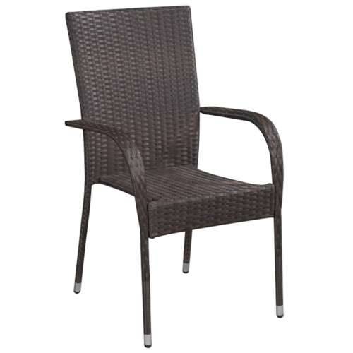 Vrtna garnitura - 3-dijelni vrtni blagovaonski set smeđe-crni - Smeđa i crna Dužina stola 80 cm 2 Cijena