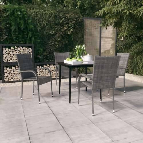 Vrtna garnitura - 5-dijelni vrtni blagovaonski set sivo-crni - Siva i crna Dužina stola 80 cm 4 Cijena