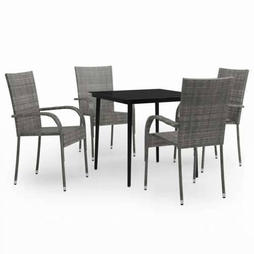 Vrtna garnitura - 5-dijelni vrtni blagovaonski set sivo-crni - Siva i crna Dužina stola 80 cm 4 Cijena