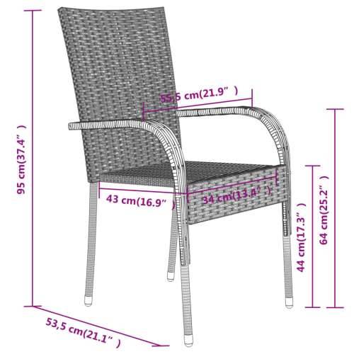 Vrtna garnitura - 5-dijelni vrtni blagovaonski set sivo-crni - Siva i crna Dužina stola 80 cm 4 Cijena