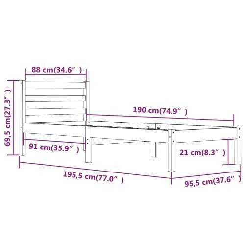 Okvir za krevet od masivne borovine 90x190 cm jednokrevetni - Prirodna 90 x 190 cm Cijena