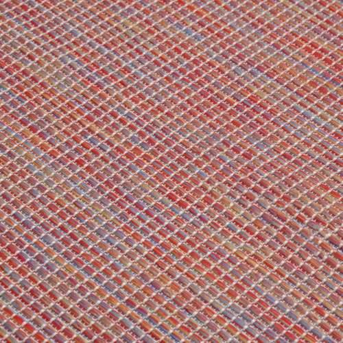 Vanjski tepih ravnog tkanja 80 x 150 cm crveni Cijena