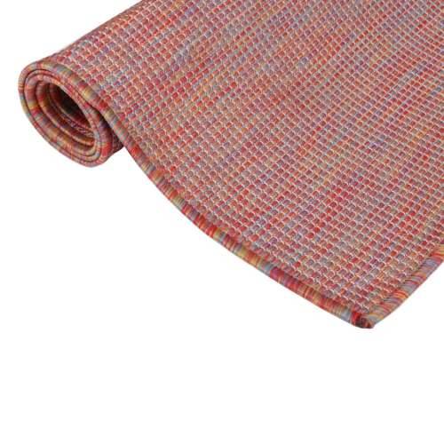 Vanjski tepih ravnog tkanja 100 x 200 cm crveni Cijena