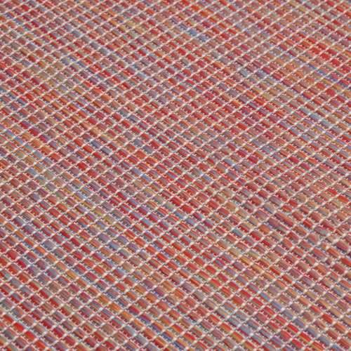 Vanjski tepih ravnog tkanja 100 x 200 cm crveni Cijena
