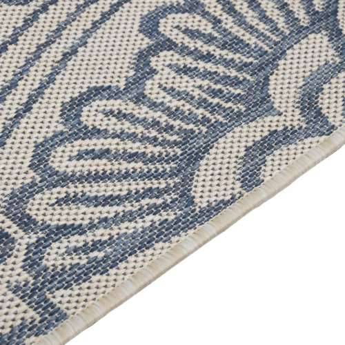 Vanjski tepih ravnog tkanja 100 x 200 cm plavi s uzorkom Cijena
