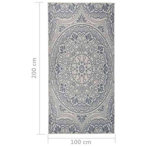 Vanjski tepih ravnog tkanja 100 x 200 cm plavi s uzorkom Cijena
