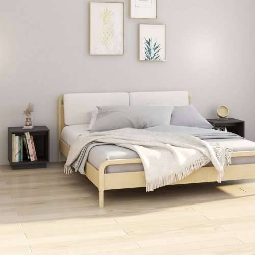 Noćni ormarići 2 kom sivi 40 x 30 x 40 cm od masivne borovine - Siva 2 Cijena