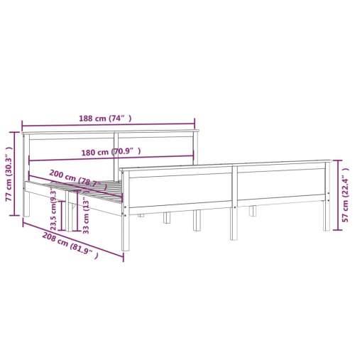 Okvir za krevet od masivne borovine 180 x 200 cm - Prirodna 180 x 200 cm Cijena