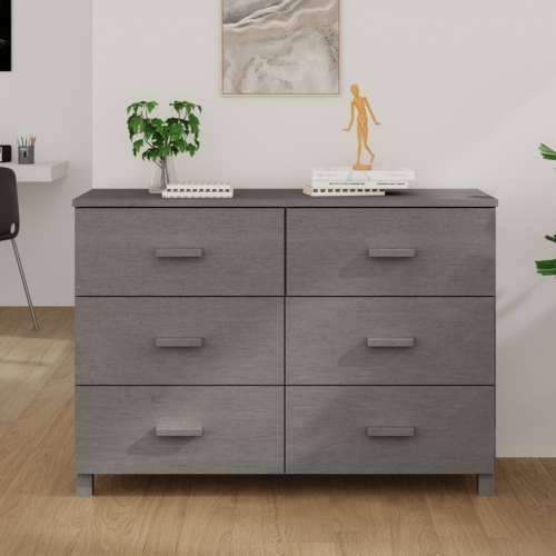Komoda HAMAR svjetlosiva 113 x 40 x 80 cm od masivne borovine - Svjetlosiva 1 Cijena