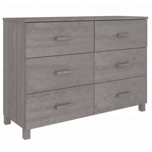Komoda HAMAR svjetlosiva 113 x 40 x 80 cm od masivne borovine - Svjetlosiva 1 Cijena