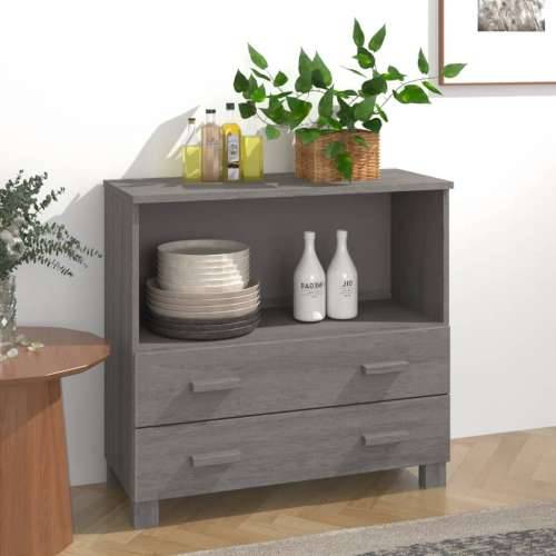 Komoda HAMAR svjetlosiva 85 x 35 x 80 cm od masivne borovine - Svjetlosiva 1 Cijena