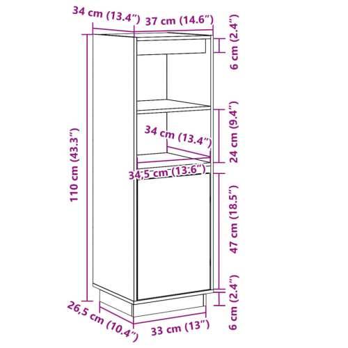 Visoka komoda bijela 37 x 34 x 110 cm od masivne borovine Bijela 1 Cijena