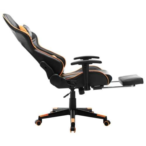 Igraća stolica s osloncem za noge umjetna koža crno-narančasta Cijena