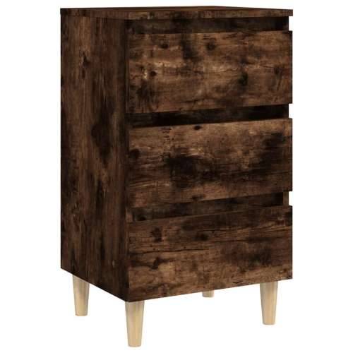 Noćni ormarić s drvenim nogama dimljeni hrast 40 x 35 x 69 cm - Dimljeni hrast 1 Cijena