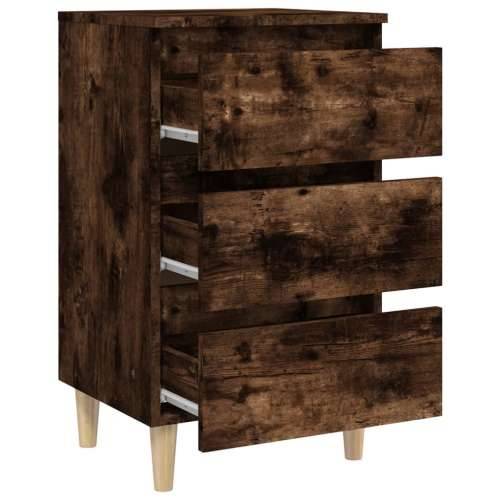 Noćni ormarić s drvenim nogama dimljeni hrast 40 x 35 x 69 cm - Dimljeni hrast 1 Cijena