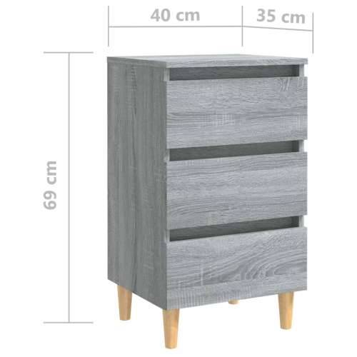 Noćni ormarić s drvenim nogama boja sivog hrasta 40x35x69 cm - Sivi hrast sonoma 1 Cijena