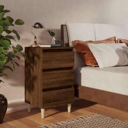 Noćni ormarić s drvenim nogama smeđi hrast 40 x 35 x 69 cm - Smeđi hrast 1 Cijena