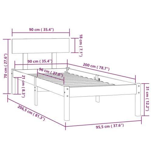 Okvir za krevet od masivne borovine bijeli 90 x 200 cm - Bijela 90 x 200 cm Cijena