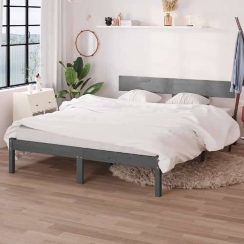 Okvir za krevet od masivne borovine sivi 200 x 200 cm